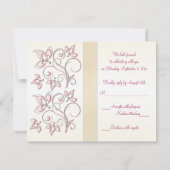 アイボリーとピンクの返信カード 出欠カード (裏面)