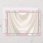 アイボリーとピンクダマスクベビーシャワーサテン 招待状 (裏面)