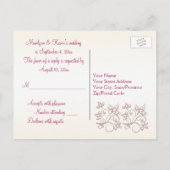 アイボリーとピンクフローラR.S.V.P.ポストカード インビテーションポストカード (裏面)