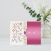 アイボリーとピンクフローラR.S.V.P.ポストカード インビテーションポストカード (スタンド正面)