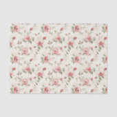 アイボリーとブッシュピンクのバラの花のブライダルシャワー 薄葉紙 (正面)