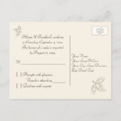 アイボリーとブラックとパールラブノットRSVPポストカード インビテーションポストカード (裏面)