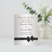 アイボリーとブラックのダマスク結婚式招待状 案内ポストカード (スタンド正面)