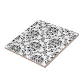 アイボリーとブラックのダマスク タイル (側面)