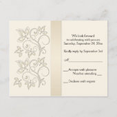 アイボリーとブラックのパールラブノット返信カード 出欠カード (裏面)