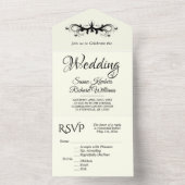 アイボリーとブラックの三つ折り式結婚式招待状 RSVP付き オールインワン招待状 (内側)