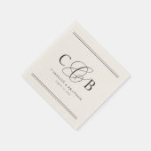 アイボリーとブラックエレガントイニシャルモノグラ結婚ム スタンダードカクテルナプキン (角)