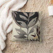アイボリーとブラックゼンウォーター葉カラー クッション (ブランケット)