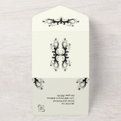 アイボリーとブラックトリフォールドw Rsvp 結婚's オールインワン招待状 (外側)