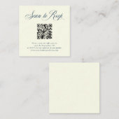 アイボリーとブルーイタリアンエレガンスRSVPとQRコード エンクロージャーカード (正面/裏面)