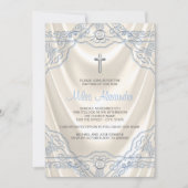 アイボリーとブルーバプテスマ《キリスト教》洗礼式や命名式 招待状 (正面)
