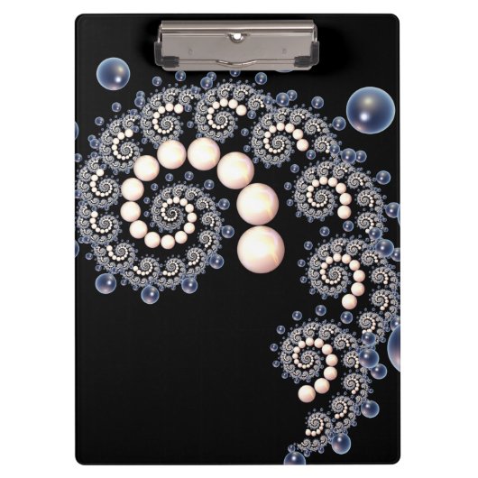 アイボリーとブルーパールスパイラルクリップボード クリップボード (正面)