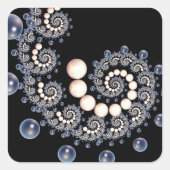 アイボリーとブルーパールスパイラルステッカー スクエアシール (正面)