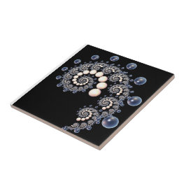 アイボリーとブルーパールスパイラルセラミックタイル タイル