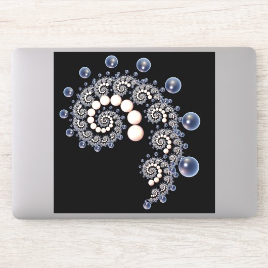 アイボリーとブルーパールスパイラルビニールステッカー シール (コンピューター)