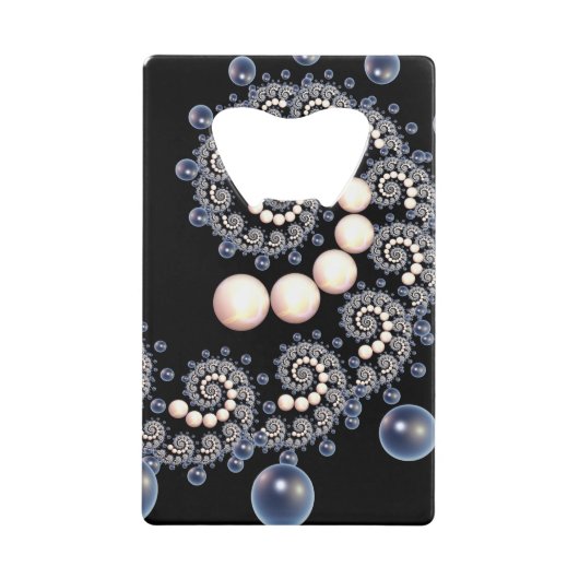 アイボリーとブルーパールスパイラルボトルオープナー クレジットカード栓抜き (正面)