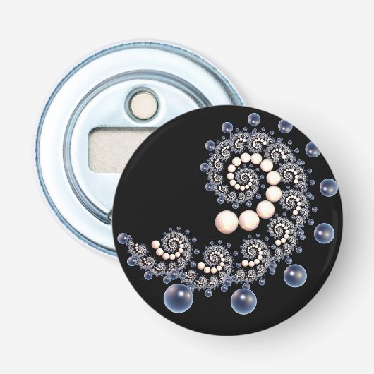 アイボリーとブルーパールスパイラルボトルオープナー 栓抜き (正面)