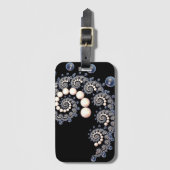 アイボリーとブルーパールスパイラルラゲッジタグ ラゲッジタグ (正面縦)