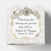 アイボリーとブルーフローラ結婚式の引き出物ギフトボックス フェイバーボックス (上部)