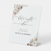 アイボリーとブルーボホフローラデート夜アイディア標識 台座サイン (正面)