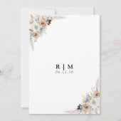 アイボリーとブルーボホフローラ我々は婚約した 招待状 (裏面)