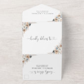 アイボリーとブルーボホフローラ結婚ズ オールインワン招待状 (外側)