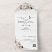 アイボリーとブルーボホフローラ結婚ズ オールインワン招待状 (内側)