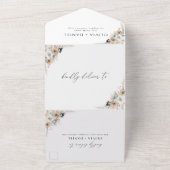 アイボリーとブルーボホフローラ結婚ズ オールインワン招待状 (外側)