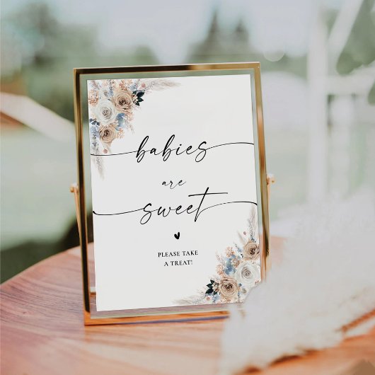 アイボリーとブルーボーフローラベビーは甘いサイン 台座サイン