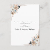 アイボリーとブルーボーフローラ結婚の詳細カード エンクロージャーカード (裏面)