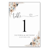 アイボリーとブルーボー結婚ホフローラのテーブル番号 テーブルナンバー (正面)