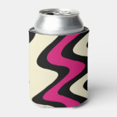 アイボリーとホットピンクの波状ストライプ波形 缶クーラー (缶正面)