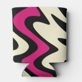 アイボリーとホットピンクの波状ストライプ波形 缶クーラー (裏面)