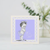 アイボリーとラベンダーベビーガールシャワー 招待状 (スタンド正面)