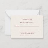 アイボリーとローズゴールドの結婚式の返信カード RSVP ノートカード (正面)