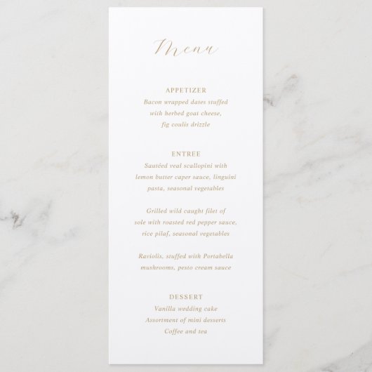 アイボリーと伝統的金ゴールドエレガントな結婚式 メニュー (正面)