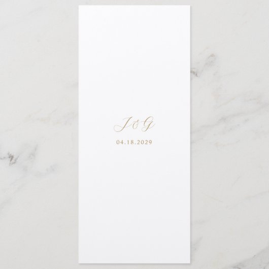 アイボリーと伝統的金ゴールドエレガントな結婚式 メニュー (裏面)