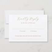 アイボリーと伝統的金ゴールドエレガントな結婚式 出欠カード (正面)