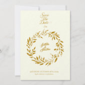 アイボリーと暗い金ゴールドサークル日付を保存結婚- 招待状 (正面)