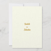 アイボリーと暗い金ゴールドハート日付を保存結婚する 招待状 (裏面)