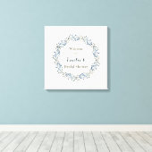 アイボリーと海軍のフローラブライダルシャワーウェルカムサイン キャンバスプリント (インサイチュ (ウッドフロア))