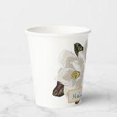 アイボリーと灰色のマグノリアの花 紙コップ (正面)