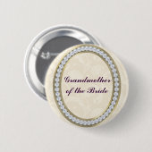 アイボリーと真珠の祖母の花嫁ボタン 缶バッジ (正面&裏面)