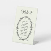 アイボリーと花環のテーブルナンバーサイン 台座サイン (正面)