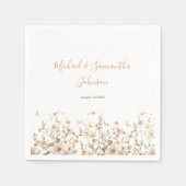 アイボリーと赤面のワイルドフラー結婚ズ スタンダードカクテルナプキン (正面)