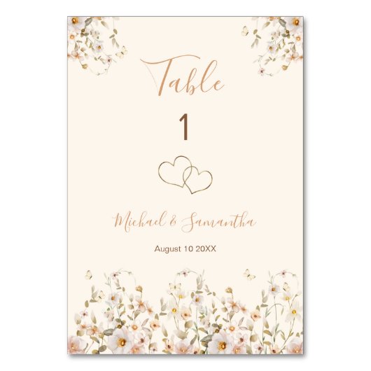 アイボリーと赤面のワイルドフラー結婚ズ テーブルナンバー (正面)