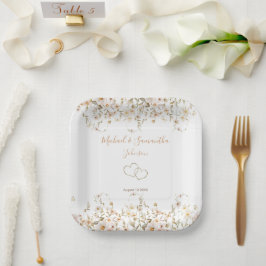 アイボリーと赤面のワイルドフラー結婚ズ ペーパープレート