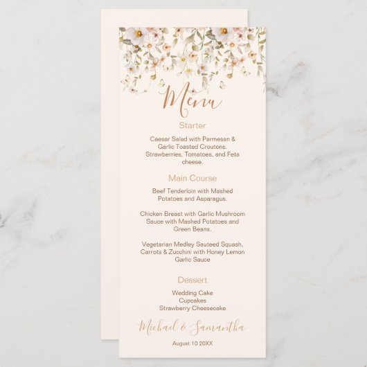 アイボリーと赤面のワイルドフラー結婚ズ メニュー (正面/裏面)