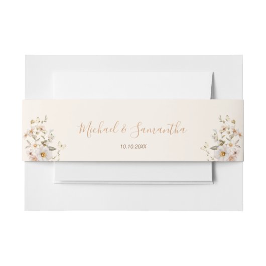 アイボリーと赤面のワイルドフラー結婚ズ 招待状ベリーバンド (正面例)