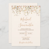 アイボリーと赤面のワイルドフラー結婚ズ 招待状 (正面/裏面)